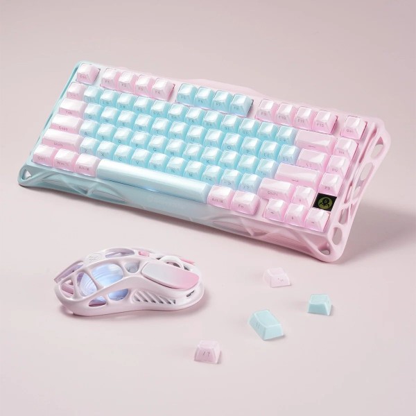 Фото - Клавиатура беспроводная игровая GravaStar Mercury K1 Lite 80keys BSUN Grey, BT/WL/USB Aurora Mist (GSK1LITE_PM_MINT)